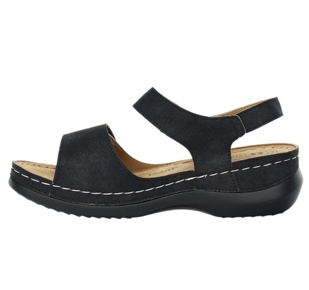 Czarne sandały damskie komfortowe ortopedyczne Jezzi