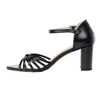 Czarne sandały damskie na obcasie z cienkimi paseczkami na palcach Jezzi