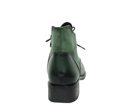 Ciemnozielone półbuty damskie jesienne za kostkę garniturowe Kazadi