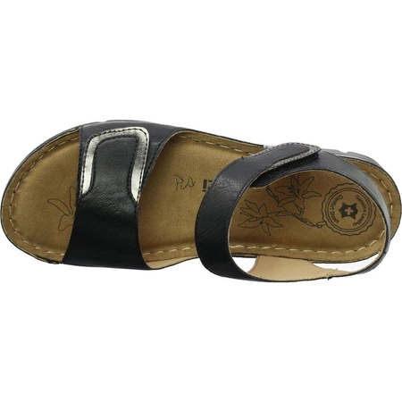 Sandały czarne płaskie komfortowe ortopedyczne Jezzi