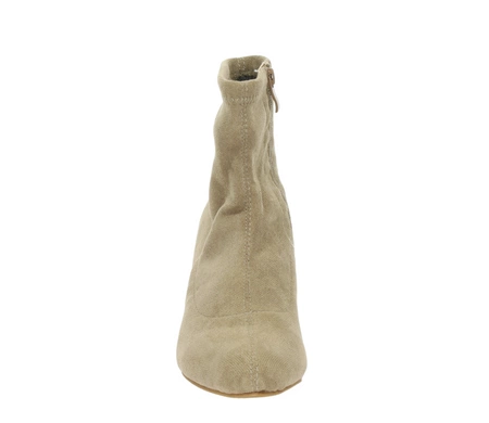 Beżowe zamszowe botki na wygodnym obcasie eleganckie Mirabel