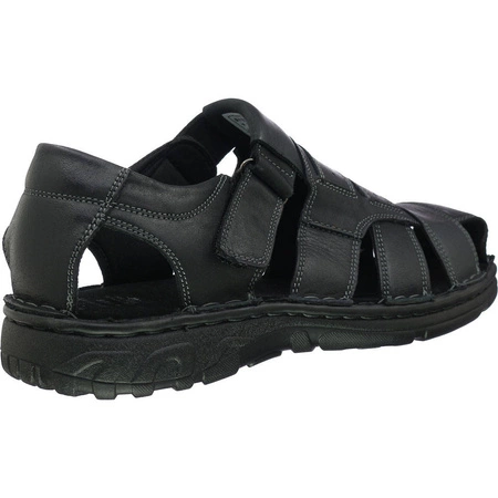 Skórzane sandały męskie na rzep czarne American Club