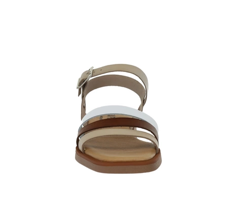 Hiszpańskie skórzane sandały damskie płaski obcas z kwadratowym noskiem El Pimpi - Made in Spain