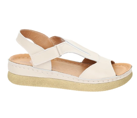 Beżowe komfortowe sandały damskie skórzane lekkie szyte Gino Fabiani