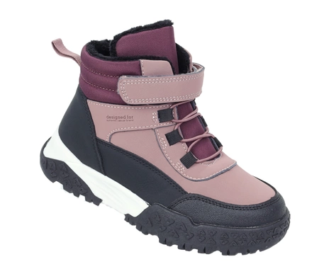 Różowe buty zimowe dziecięce sportowe trzewiki ocieplane dla dziewczynki NEWS