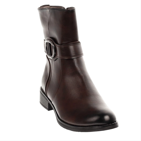 Komfortowe brązowe czekoladowe buty zimowe płaskie botki Jezzi