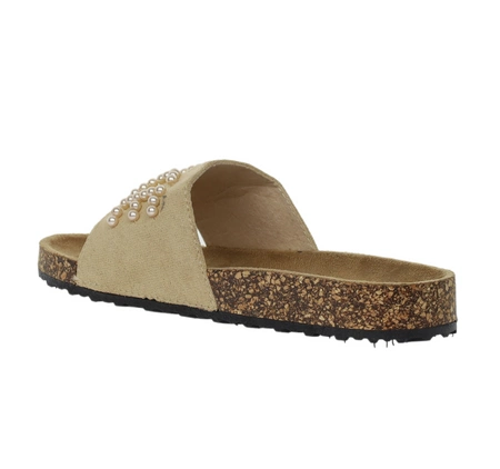 Cieliste klapki damskie korkowe na grubej podeszwie platformie Jezzi