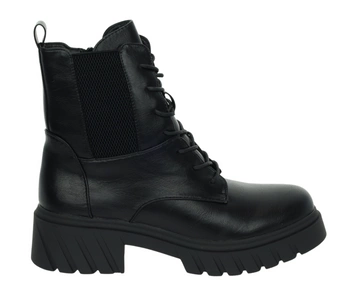 Czarne botki damskie na platformie ciężkie rokowe Jezzi