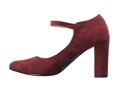 Czółenka zamszowe na obcasie z paskiem Azali