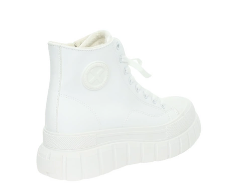 Białe trampki damskie ocieplane na platformie grubej podeszwie ROKOWE