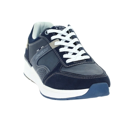 Modne granatowe adidasy męskie na białej grubej podeszwie American Club