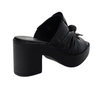 Czarne klapki damskie na obcasie i platformie Jezzi