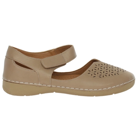 Brązowe komfortowe zabudowane sandały płaskie na rzep Jezzi