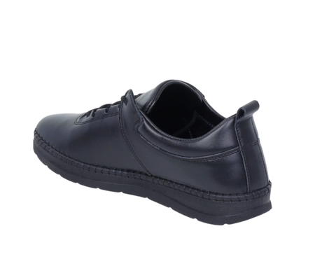 Czarne skórzane półbuty damskie komfortowe ze skóry naturalnej MODO