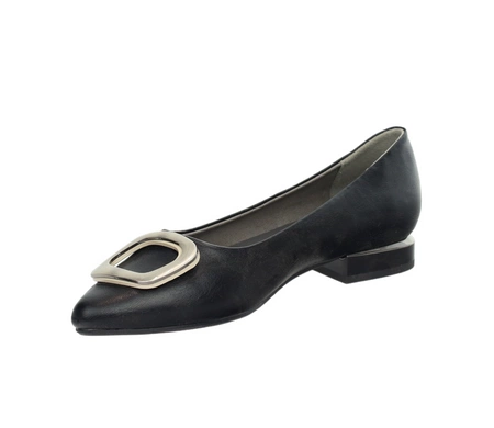 Czarne baleriny czółenka damskie płaskie Jezzi