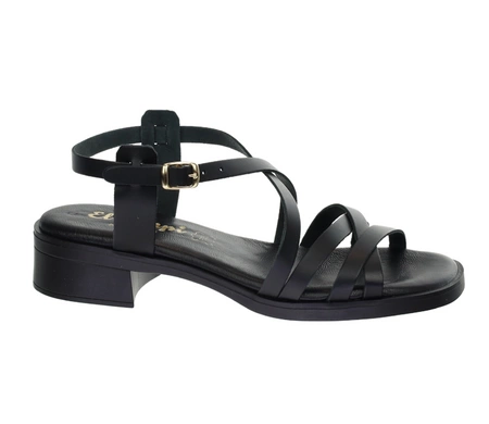 Czarne skórzane sandały damskie płaskie rzymianki Hiszpańskie El Pimpi