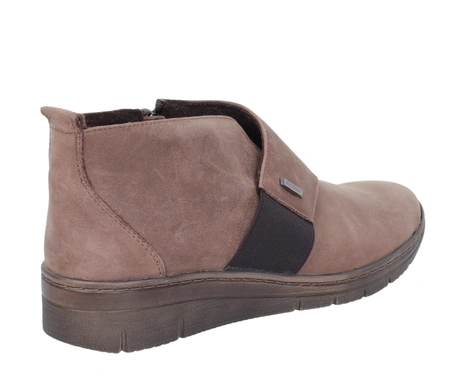 Brązowe zimowe półbuty ocieplane damskie skórzane