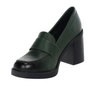 Ciemnozielone mokasyny damskie na obcasie i platformie Jezzi