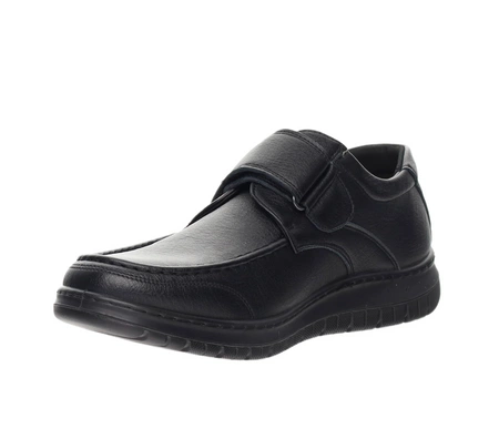 Czarne półbuty męskie na rzepy komfortowe do garnituru UNISOFT