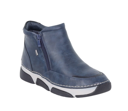 Granatowe botki damskie zimowe ocieplane komfortowe na dwa zamki HAIDRA