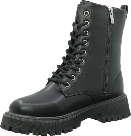 Czarne trzewiki damskie glany workery NEWS