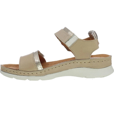 Sandały damskie skórzane na rzepy na co dzień szyte Gino Fabiani - Produkt Polski