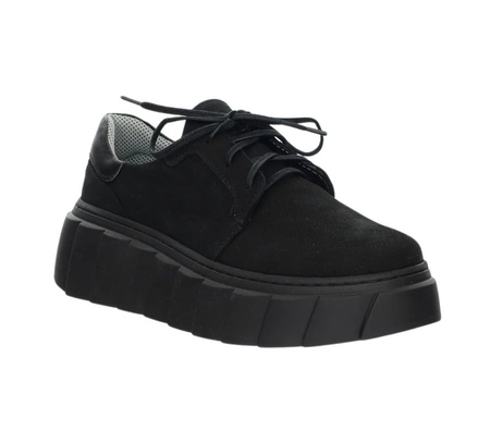 Czarne skórzane adidasy na platformie Polska Firma Gino Fabiani