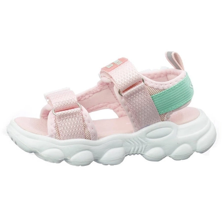 Sandały dziecięce na rzepy pudrowy róż American Club