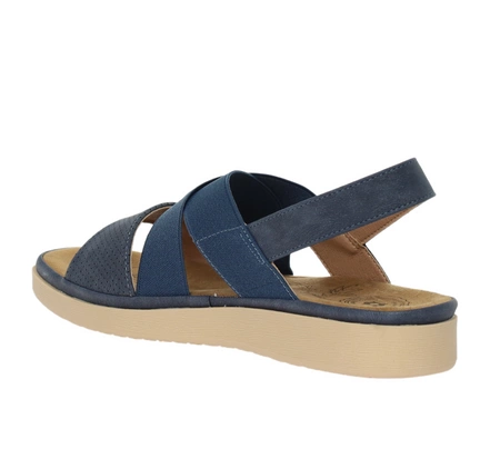Granatowe sandały damskie na płaskiej podeszwie slip-on Jezzi