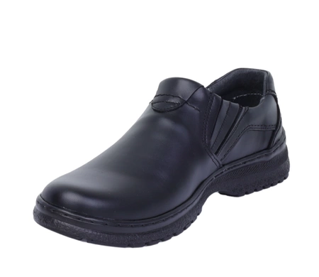 Męskie półbuty czarne wsuwane skórzane kościelne