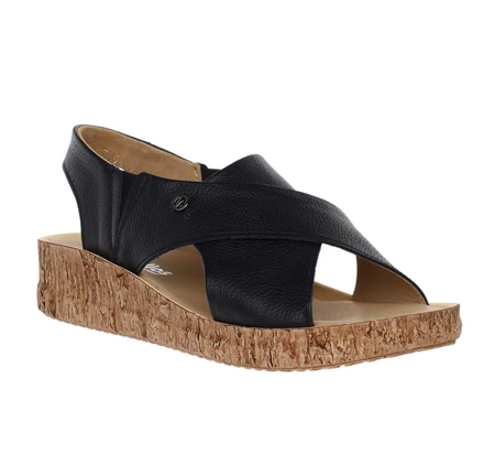 Czarne skórzane sandały damskie wsuwane na szeroką i wąską stopę Helios