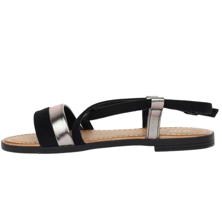 Czarne płaskie sandały na cienkich paseczkach Jezzi