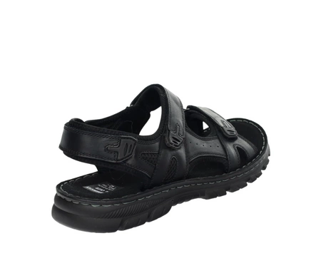 Czarne skórzane sandały męskie elegancko-sportowe na rzepy American Club