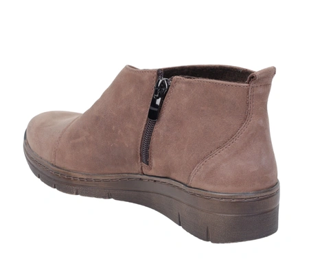 Brązowe zimowe półbuty ocieplane damskie skórzane