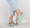 Damskie klapki wodoodporne kolorowe na dwóch paskach regulowane NEWS