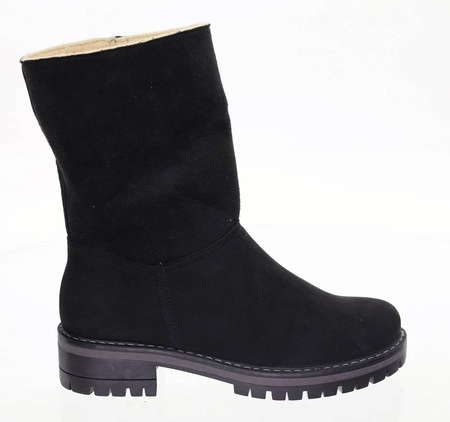 Czarne buty zimowe skórzane ocieplane naturalną wełną Polskie Gino Fabiani