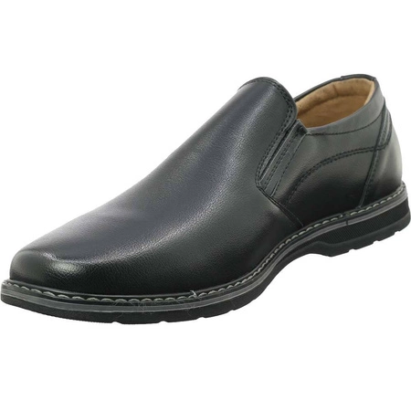 Półbuty garniturowe męskie czarne eleganckie wsuwane NEWS