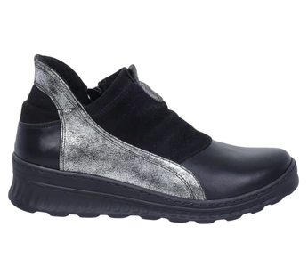 Czarne skórzane półbuty damskie na zamek Polskie Gino Fabiani