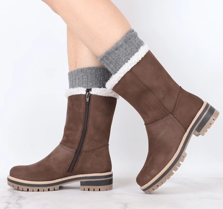 Ciepłe kozaki damskie śniegowce ocieplane wełną Polskie Gino Fabiani