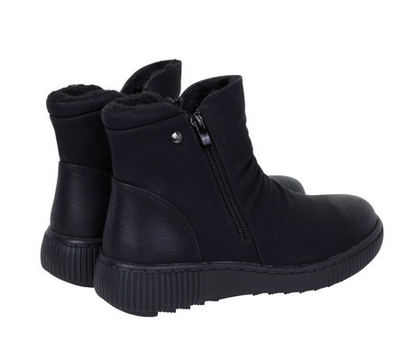 Czarne eleganckie i komfortowe buty zimowe damskie trzewiki ciepłe UNISOFT