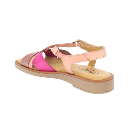 Hiszpańskie skórzane sandały damskie brudny róż płaskie El Pimpi - Made in Spain