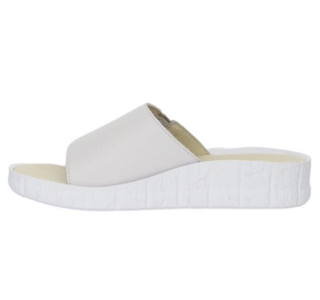 Białe komfortowe klapki damskie ze skóry naturalnej Helios
