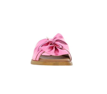Różowe klapki damskie płaskie Hiszpańskie z kokardą El Pimpi - Made in Spain