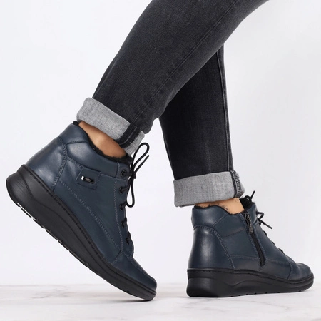 Skórzane trzewiki damskie buty zimowe komfortowe Helios model 553