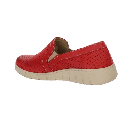 Czerwone skórzane półbuty wsuwane komfortowe i eleganckie Helios model 430