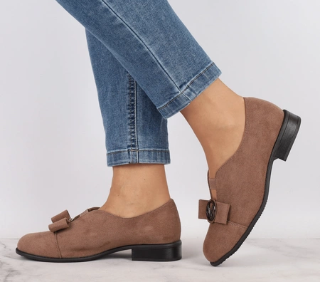 Brązowe komfortowe półbuty płaskie wsuwane Jezzi