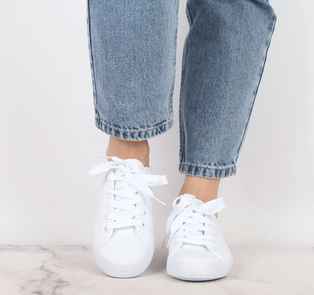 Białe trampki damskie pikowane szkolne tenisówki American Club