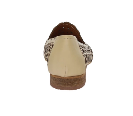 Ażurowe czółenka damskie eleganckie skórzane płaskie MODO