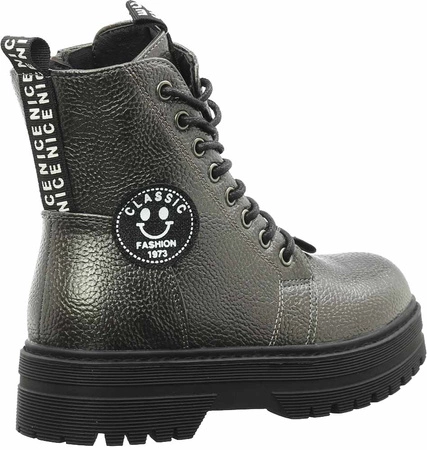 Botki ocieplane dziewczęce sznurowane na zamek MissE