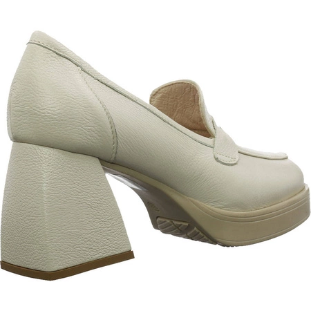 Skórzane półbuty damskie lordsy beżowe mokasyny na klocku Filipczyk